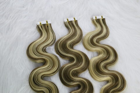 Wholesale natural wave pre bonded bundles weft factory full thick end tape in human hair extension
