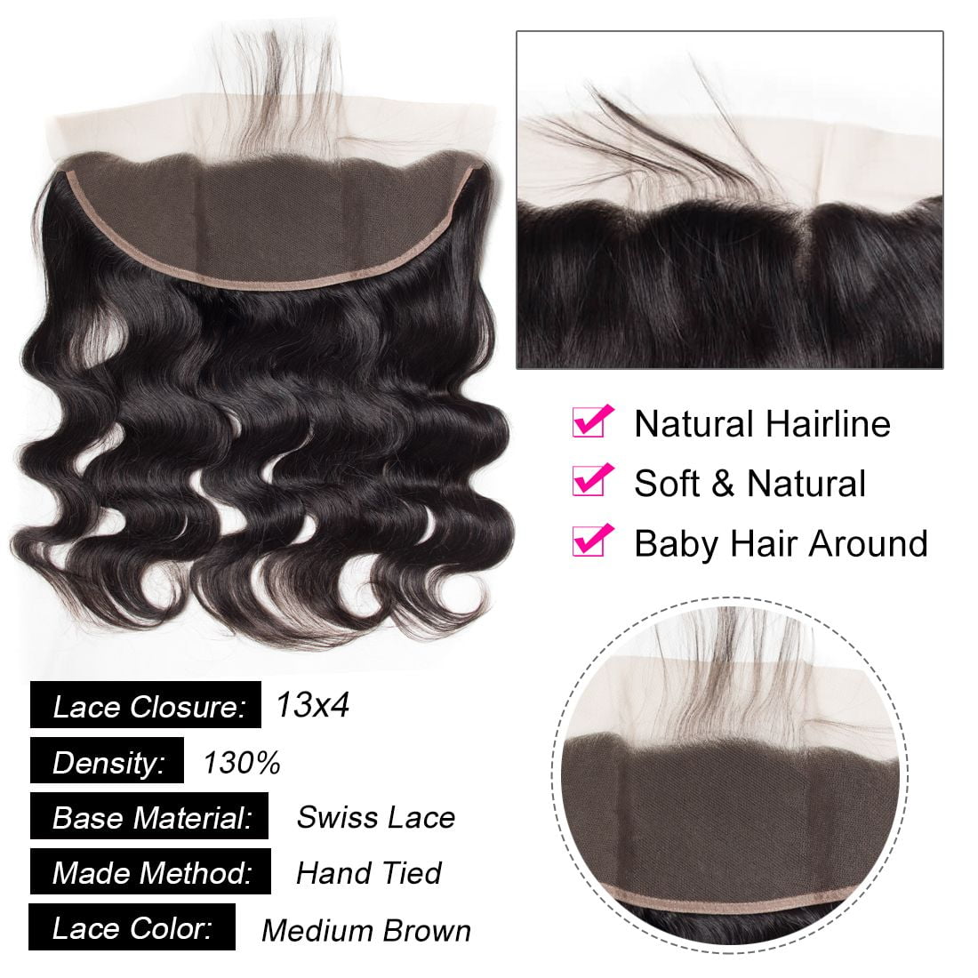 Wholesale Brazilian Straight Ear to Ear Pre Plucked 13*4 Transparent Lace Frontal