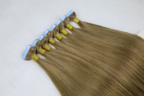 Full Cuticle Russian Human Hair 4cm*1cm Tape In Hair Extensions