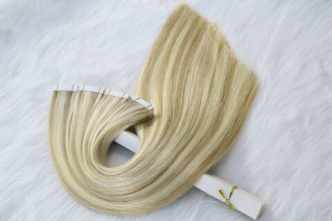 Pure color 60# wholesale blond bundles invisible unprocessed weft vendor tape hair extensions