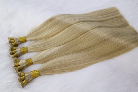 Wholesale ombre piano color virgin cuticle aligned natural curly human weft hair extensions hand tied