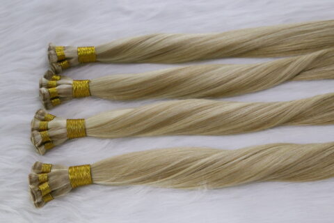 Wholesale ombre piano color virgin cuticle aligned natural curly human weft hair extensions hand tied