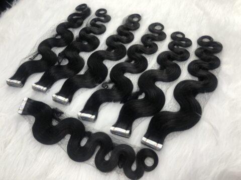 Natural black natural wave wholesale double weft hair extensions tape human hair remy tape hair european blonde