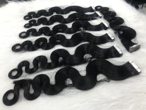 Natural black natural wave wholesale double weft hair extensions tape human hair remy tape hair european blonde